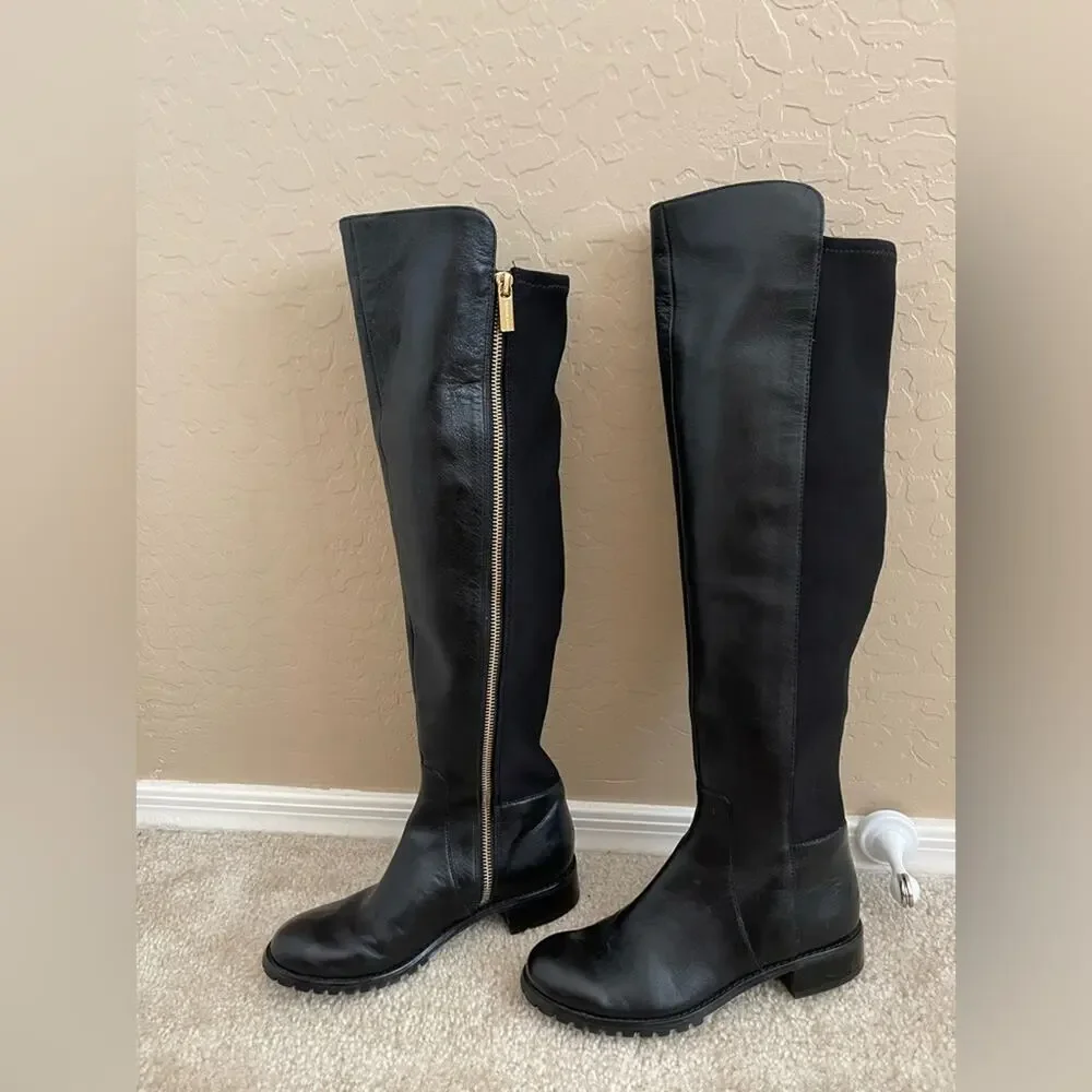Michael‎ Kors Joanie Black Over the Knee Leather Stretch Boots